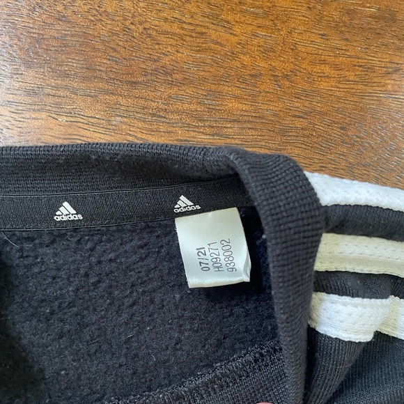 Adidas Essentials 3-Stripes Crew Sweatshirt Mens L Green Black LS Pullover - Picture 5 of 9